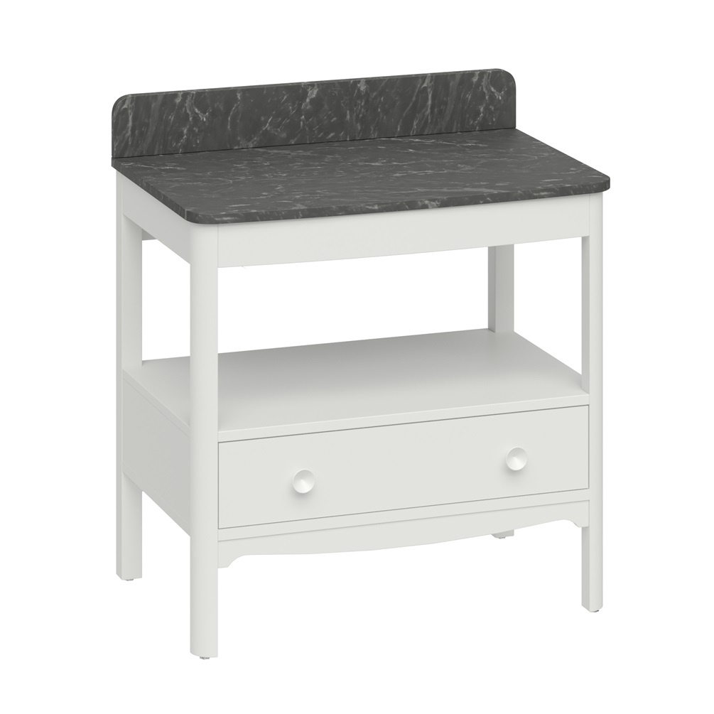 Product cut out Image of Burlington Guild 850 Varley White Furniture Unit and Marquina Worktop GU8500DVW_FS GU850TMQ